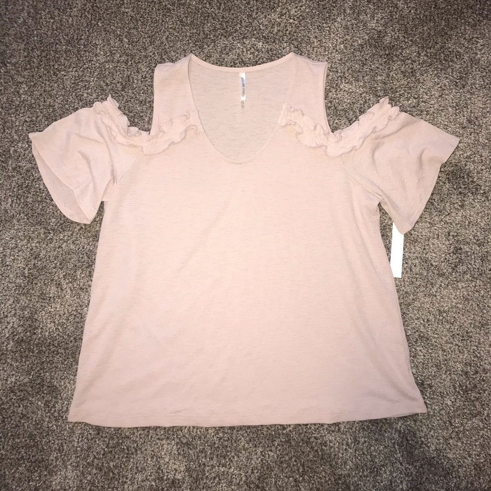 Blush Pink Cold Shoulder Blouse